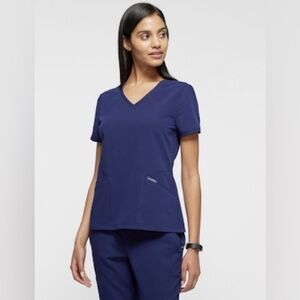 Jaanuu Women’s 3-Pocket Sweetheart Neck Scrub Top Navy XXS